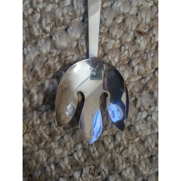 I. Magnin Silver Plated Salad Servers Large Fork Spoon MCM 1950s 1940s Vintage - Picture 4 of 8